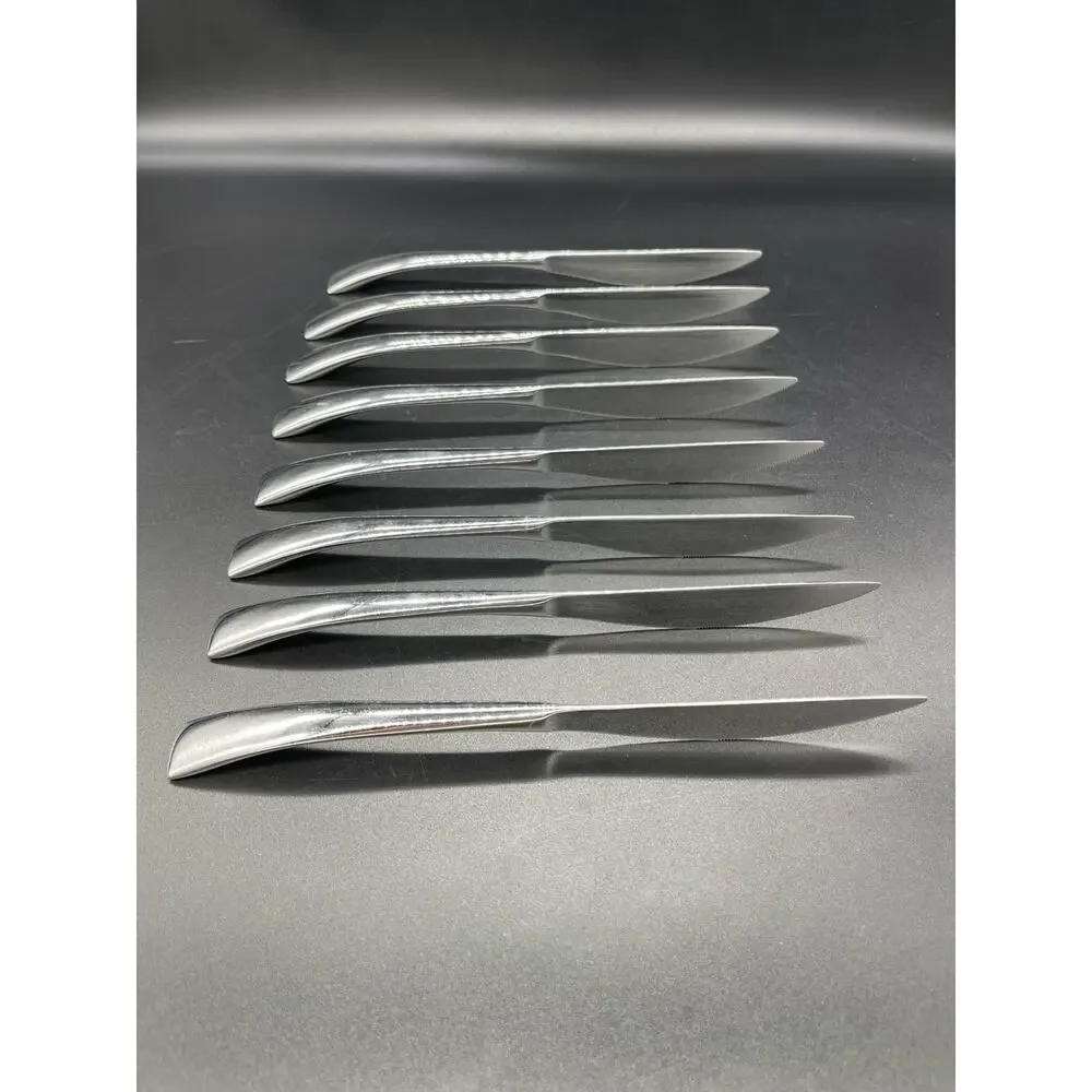 Pottery Barn Set of 8 Knives Heavy Weighted Handle with Unique Shape
